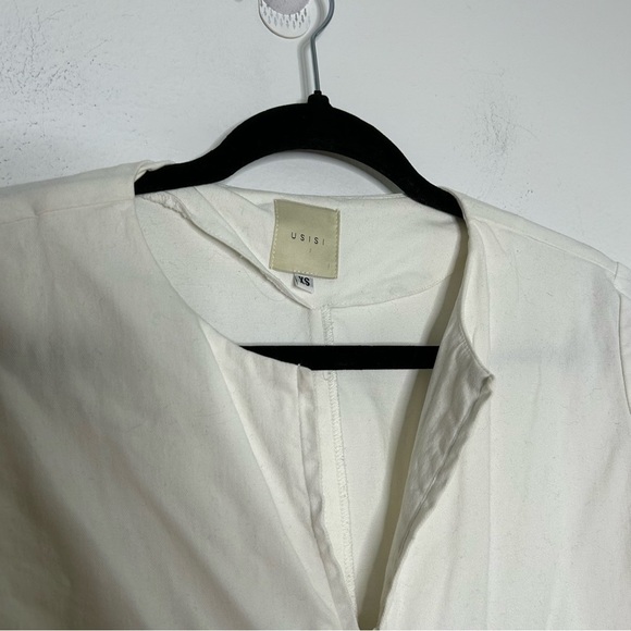 Usisi Marta Zip Front White Cotton Utilitarian Short Sleeves Jumpsuit - Picture 7 of 15